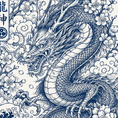 Blue Japanese Dragon Tattoo — High‑Res Digital Download + License