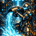 Cyberpunk Aquarius – Neon Waterbearer