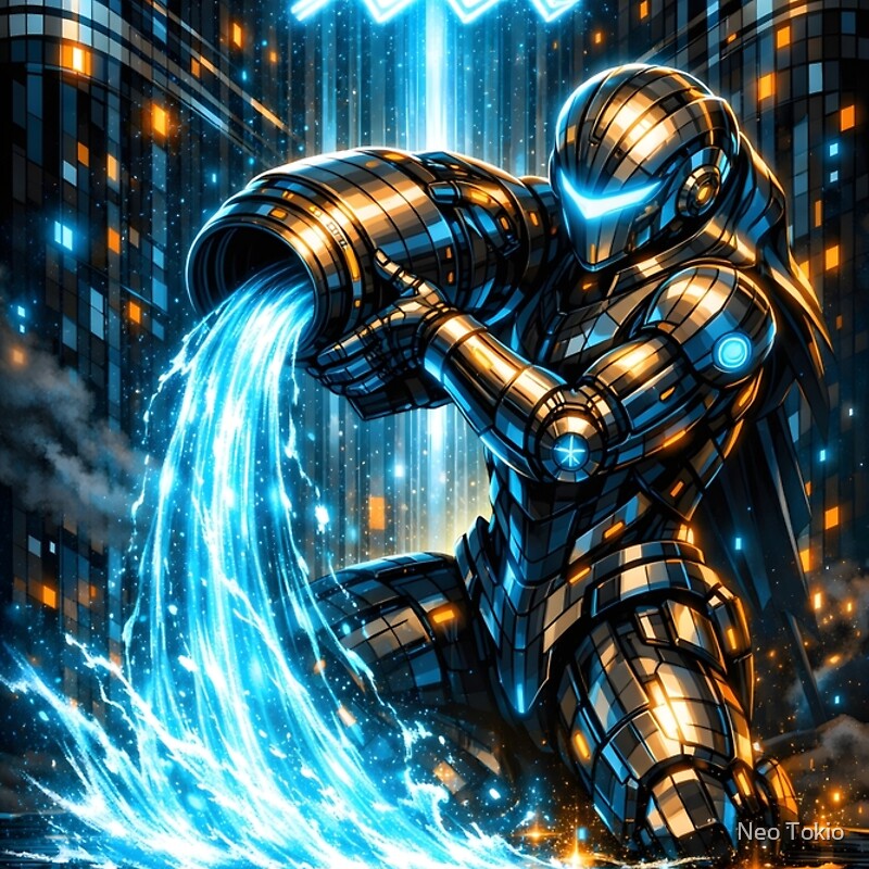 Cyberpunk Aquarius – Neon Waterbearer