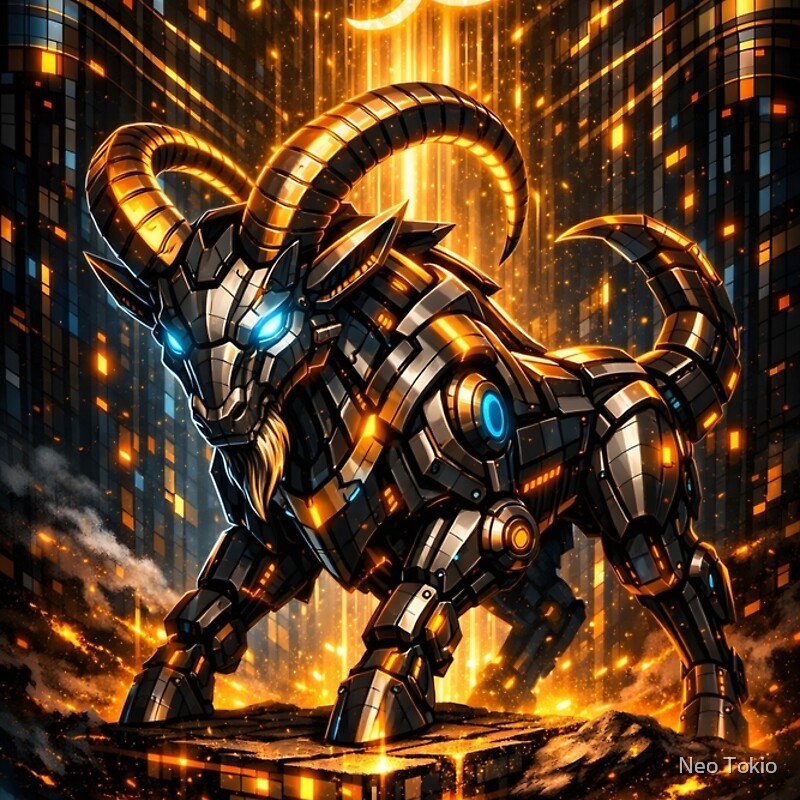 Cyberpunk Capricorn – Golden Mecha Goat