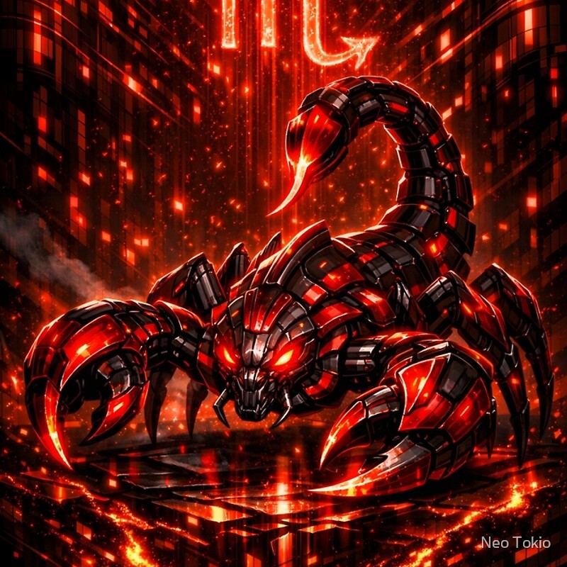 Cyberpunk Scorpio – Crimson Mecha Scorpion