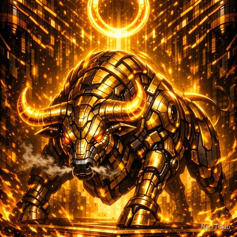 Cyberpunk Taurus – Golden Mechanical Bull
