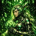 Cyberpunk Virgo – Emerald Futuristic Zodiac Maiden