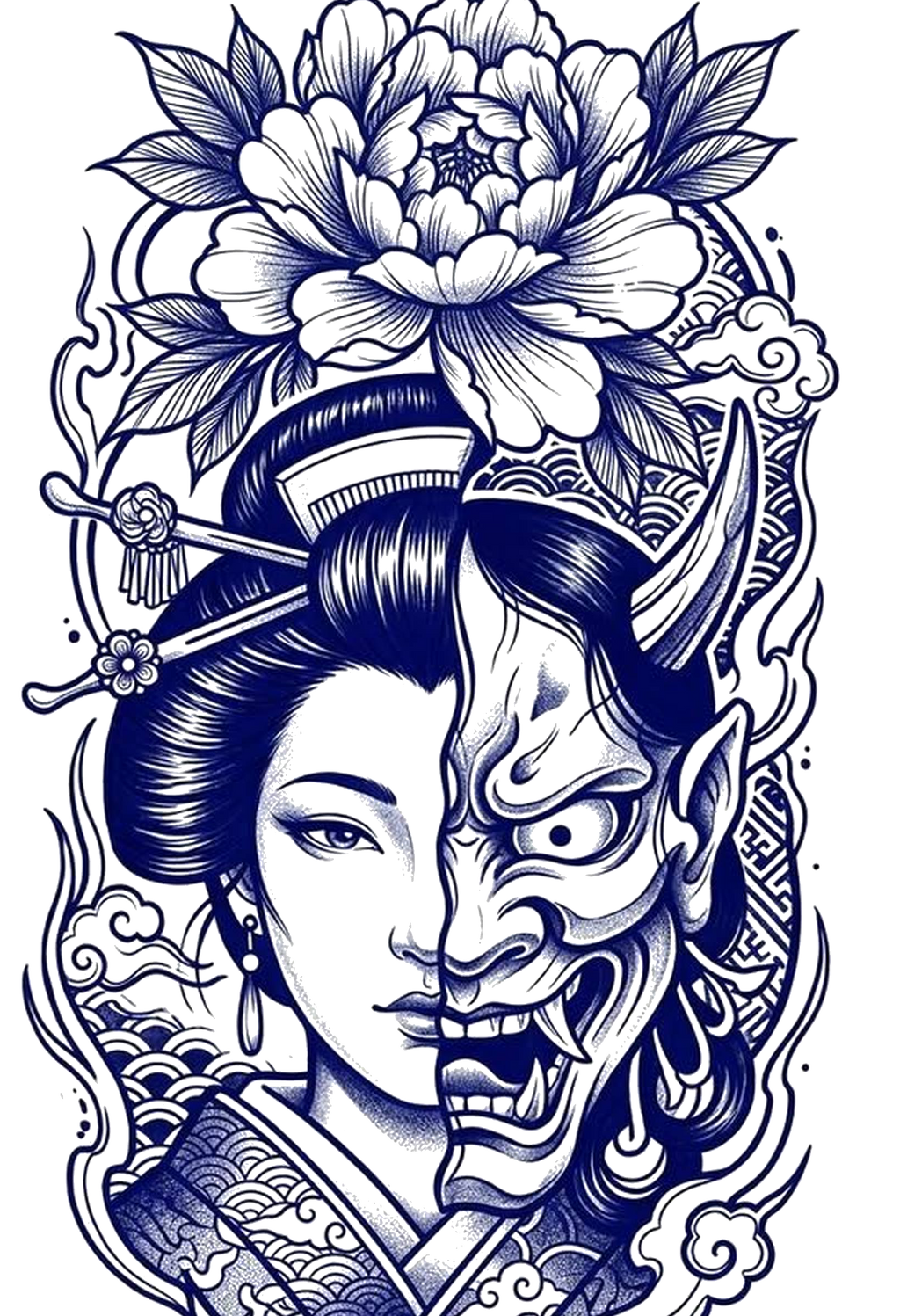 Geisha & Hannya Tattoo Pack | 2 Professional Digital Stencils