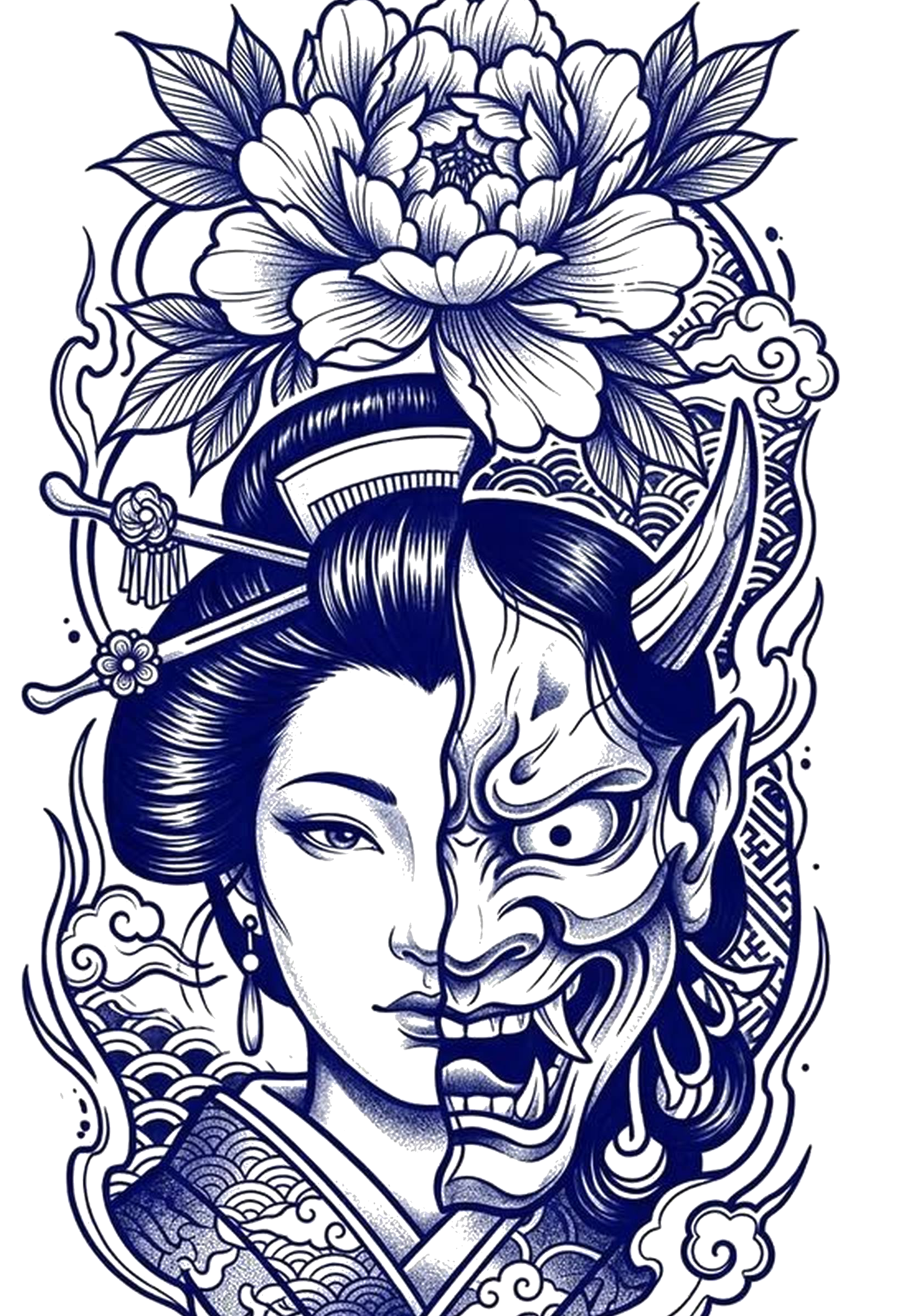 Geisha & Hannya Tattoo Pack | 2 Professional Digital Stencils