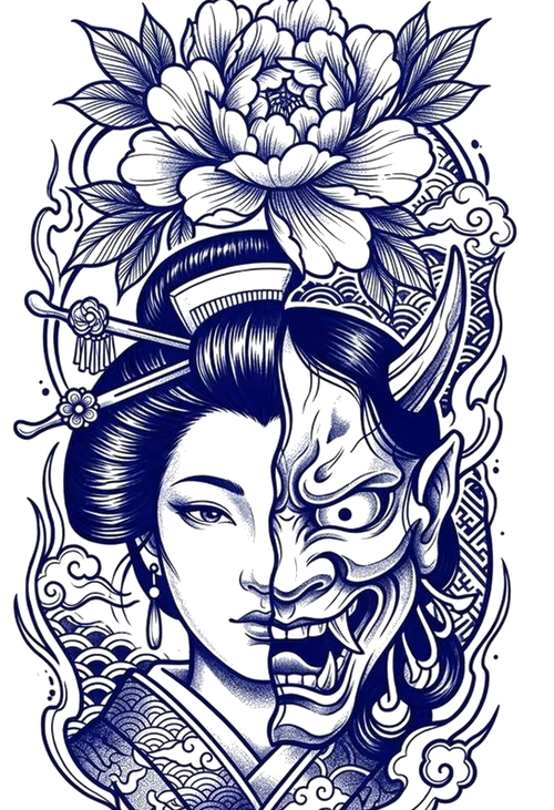 Geisha & Hannya Tattoo Pack | 2 Professional Digital Stencils