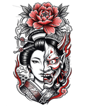 Geisha & Hannya Tattoo Pack | 2 Professional Digital Stencils