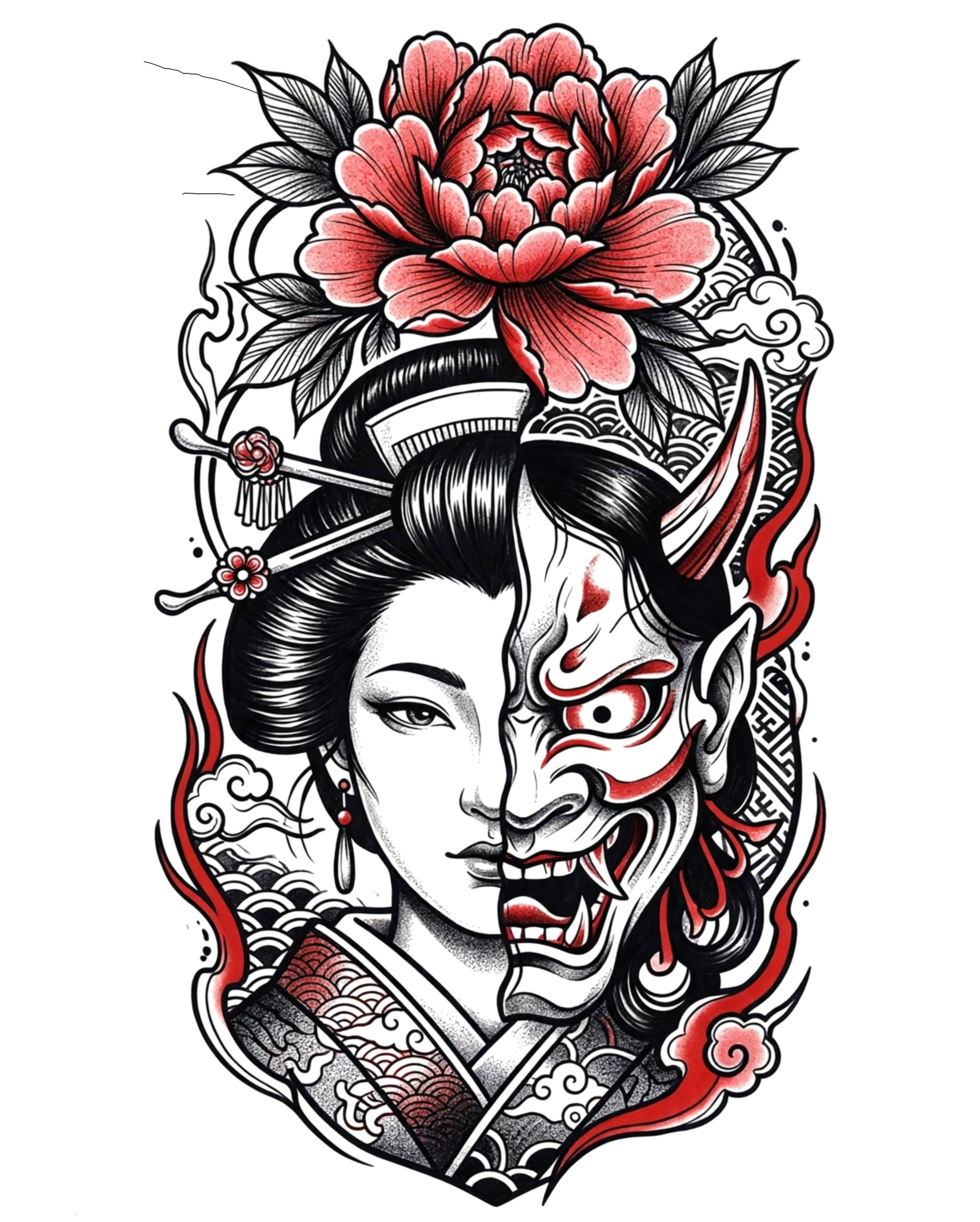 Geisha & Hannya Tattoo Pack | 2 Professional Digital Stencils
