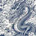 Ryujin Dragon Japanese tattoo stencil with watermark